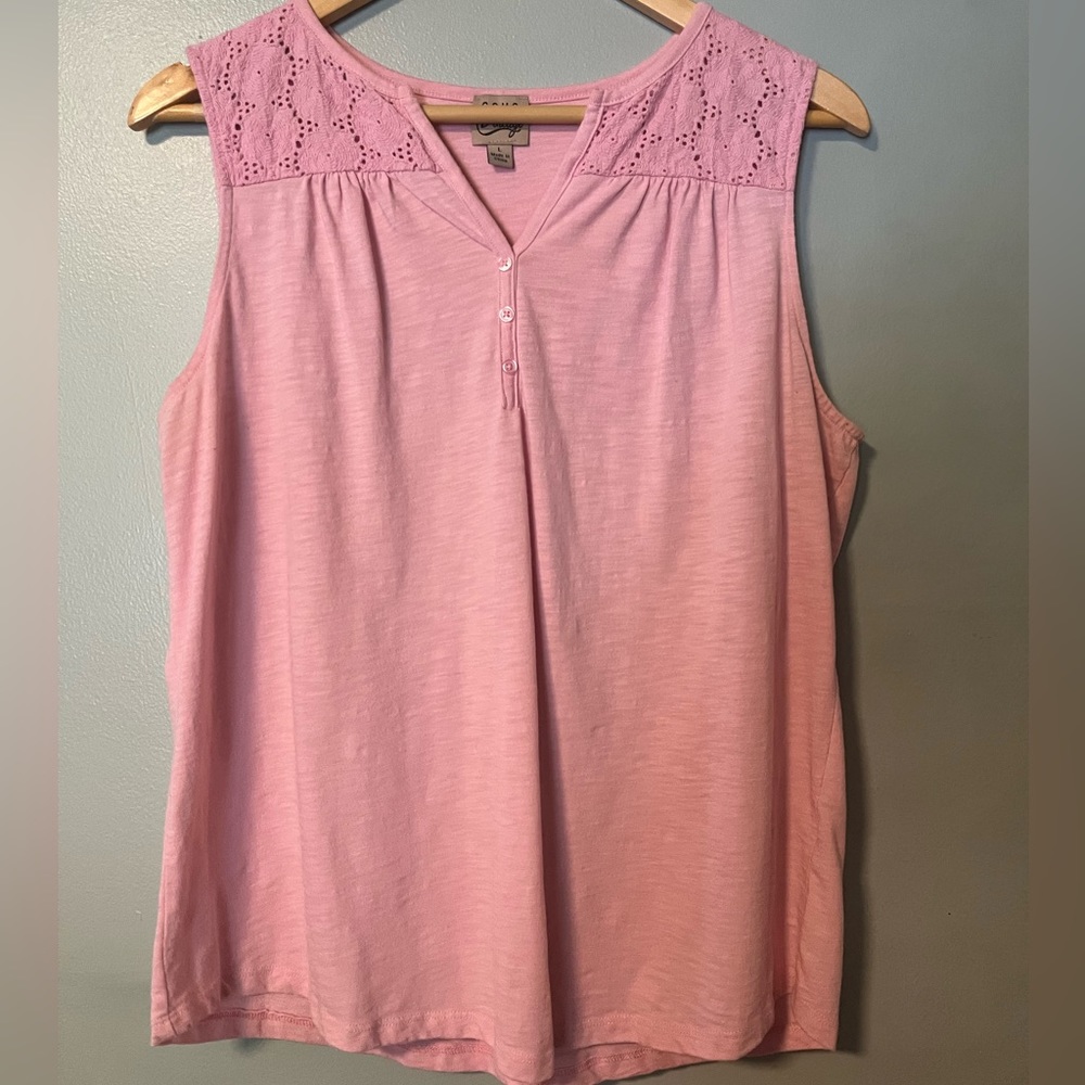 EUC - Tank Top with eyelet shoulder detail